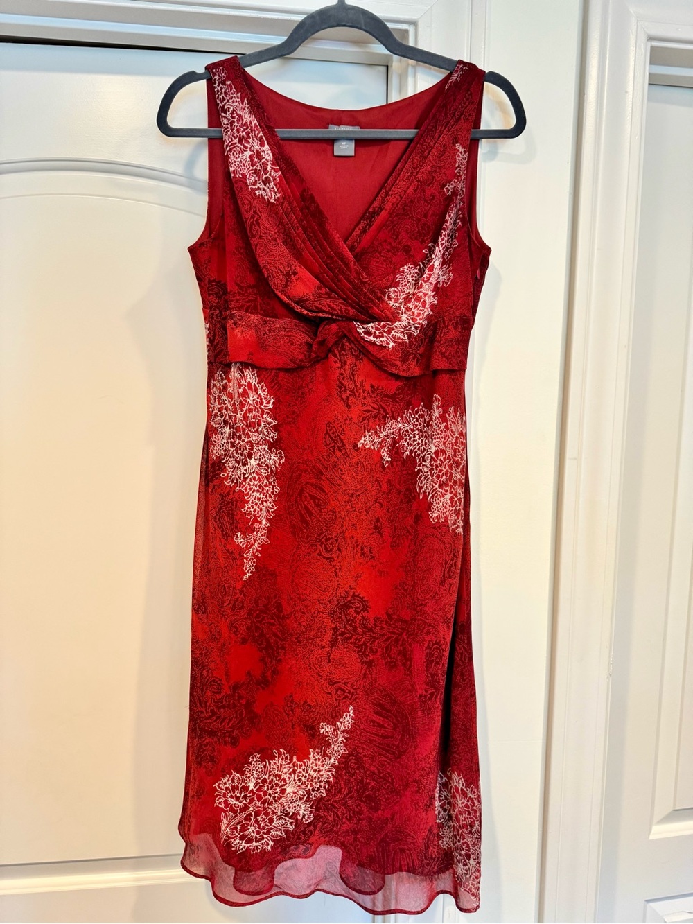 Ann Taylor Petites Red Floral Chiffon Midi Dress Size 8P